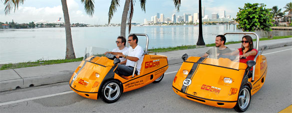 Visitors can rent 35-mph, three-wheel talking GoCars